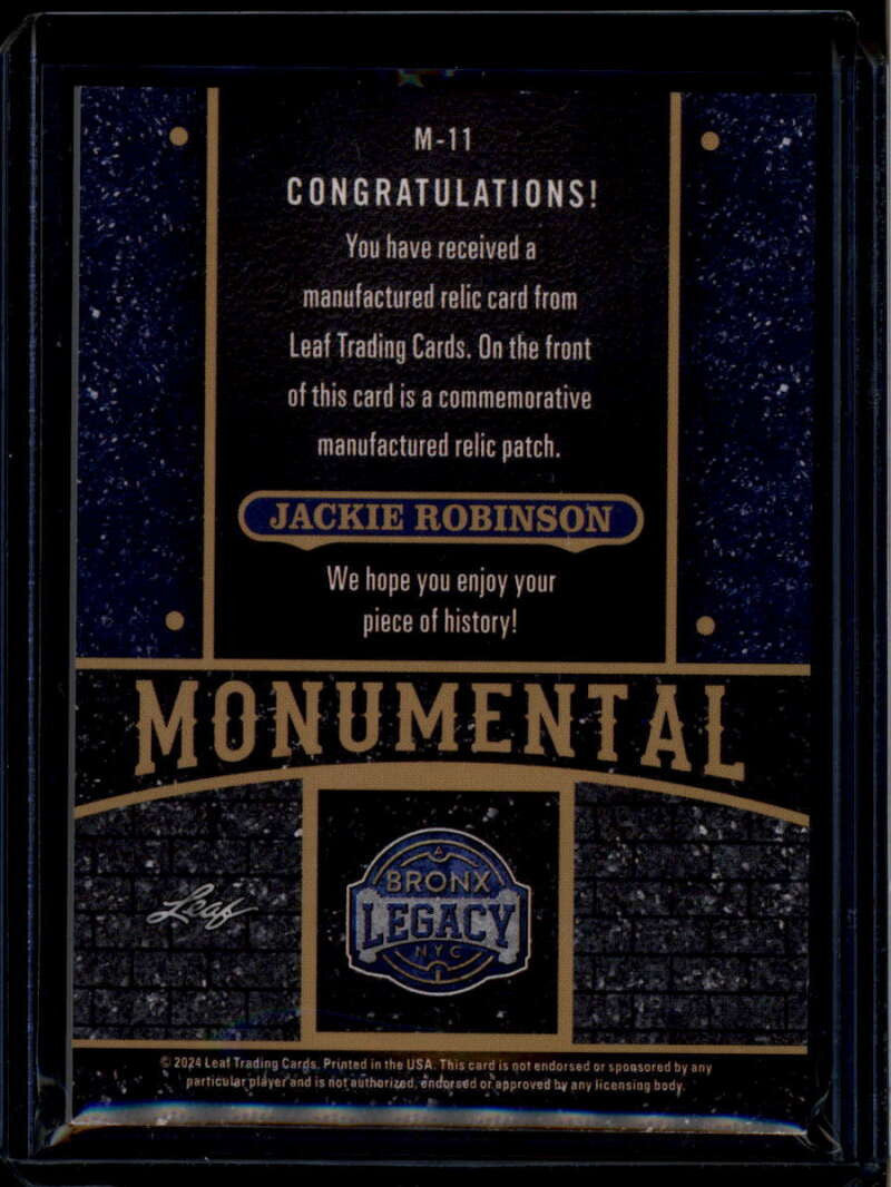 2024 Leaf A Bronx Legacy Monumental Spectrum Black Jackie Robinson Patch 2/3