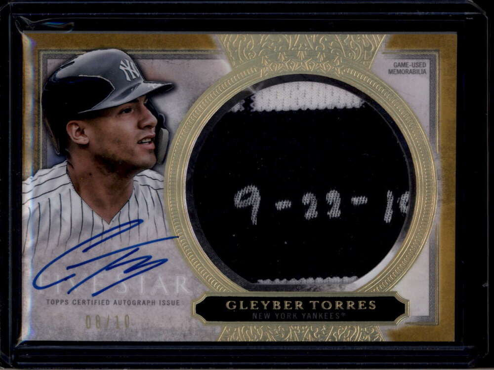 SOLD 174295 2020 Topps Five Star Jumbo Autographs Gold AJPGTO Gleyber Torres Patch Auto 8/10