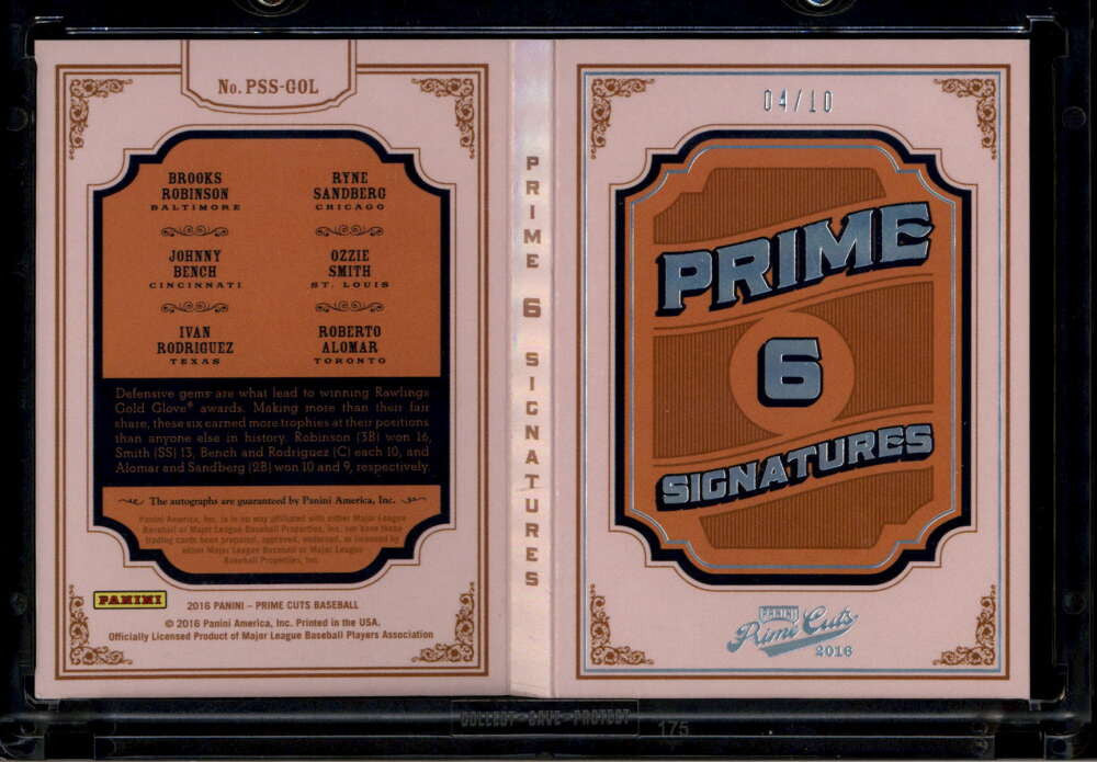 2016 Prime Cuts Six Alomar Rodriguez Smith Sandberg Bench Robinson Auto 4/10