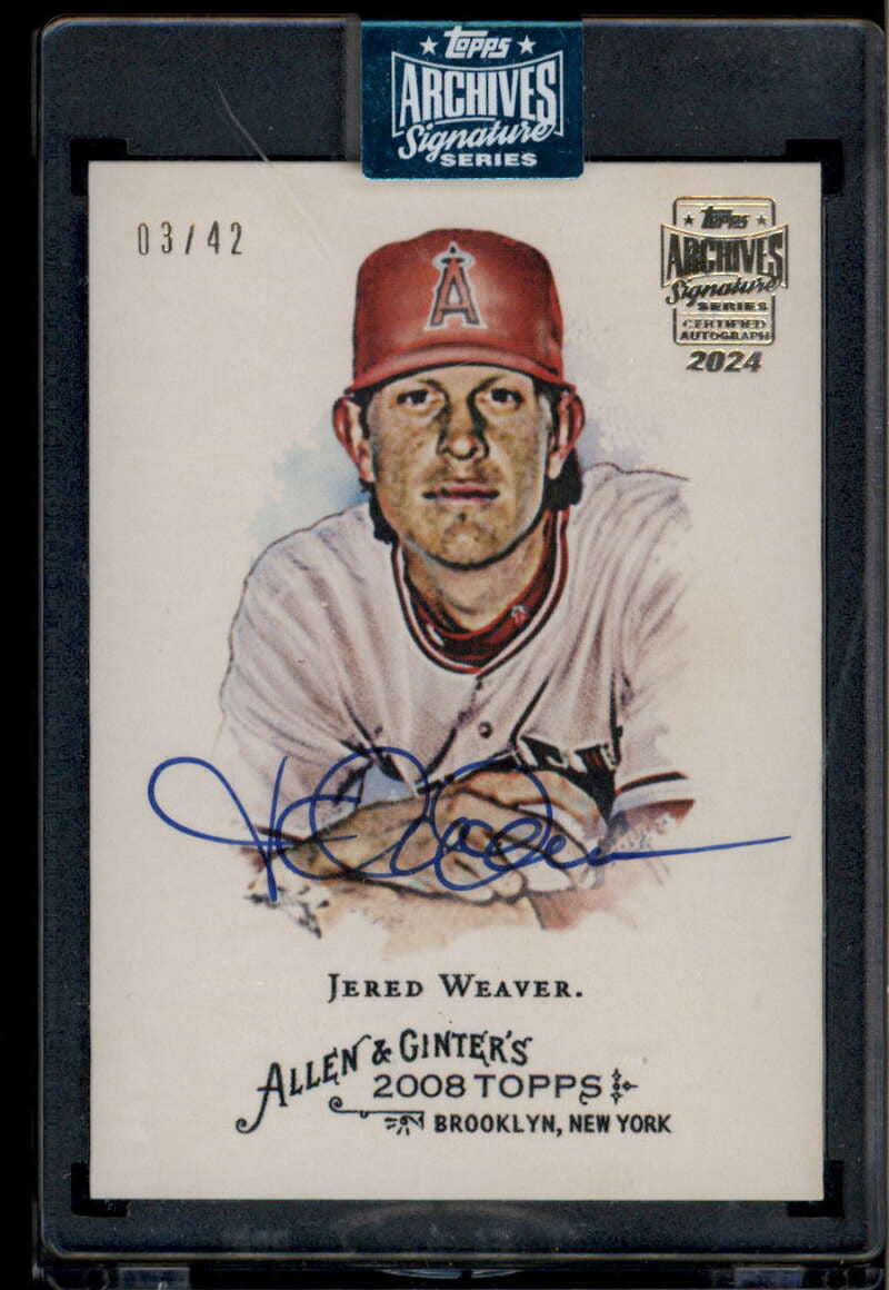 SOLD 174314 2024 Topps Archives Signature Series Retired Jered Weaver Auto 3/42 2008 Ginter