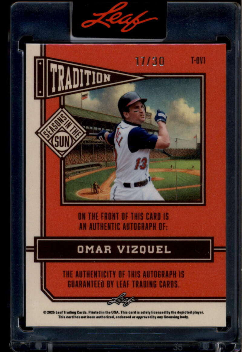 SOLD 174317 2025 Leaf Seasons in the Sun Tradition Bronze Crystals Omar Vizquel Auto 17/30
