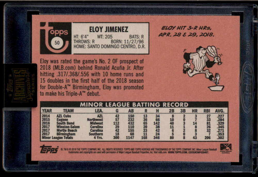 2022 Topps Archives Signature Series Eloy Jimeenz Auto 4/11 2018 Heritage Minors