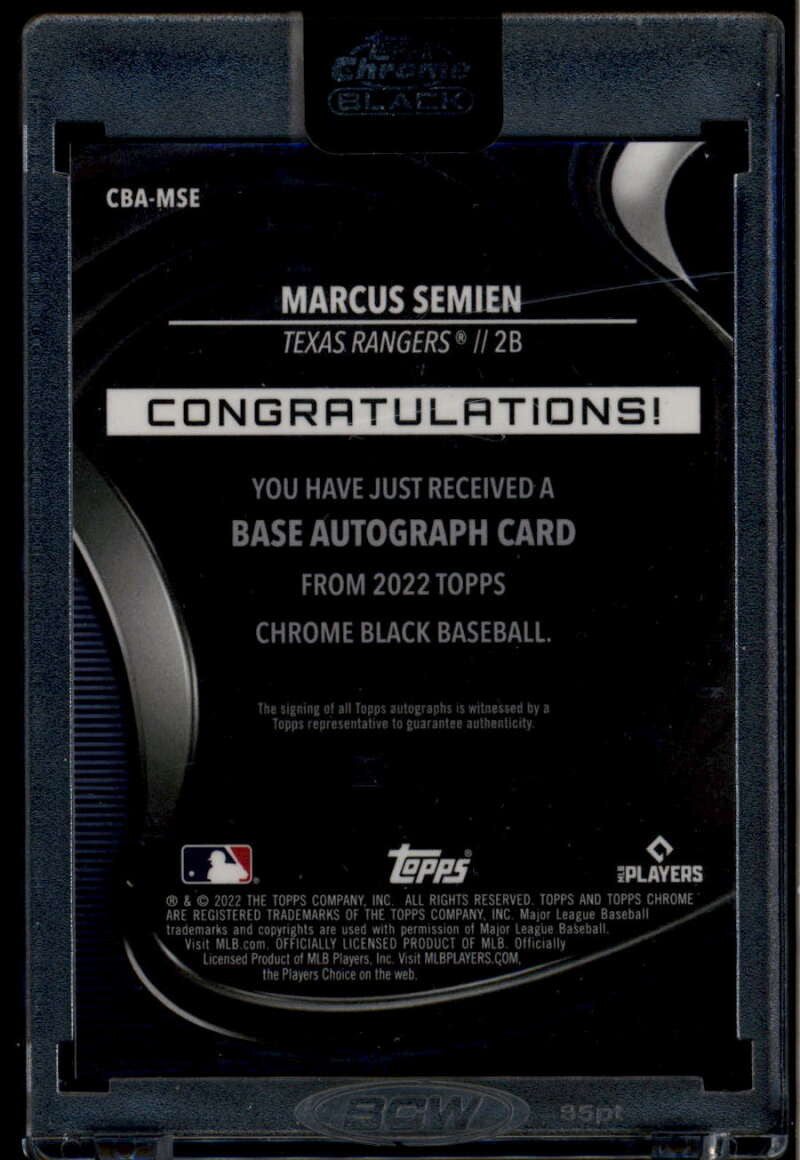 2022 Topps Chrome Black Autographs Refractor CBAMSE Marcus Semien Auto 67/150
