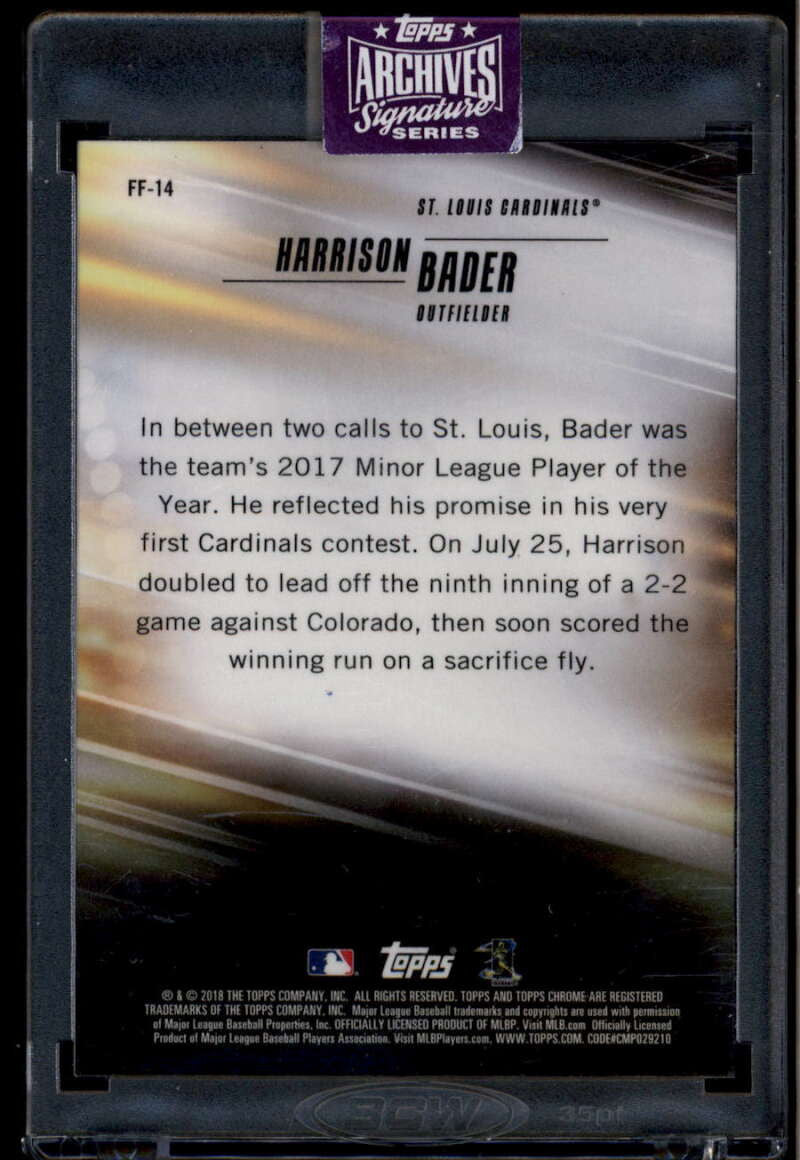 2025 Topps Archives Signature Series Harrison Bader RC Auto 53/75 2018 Chrome