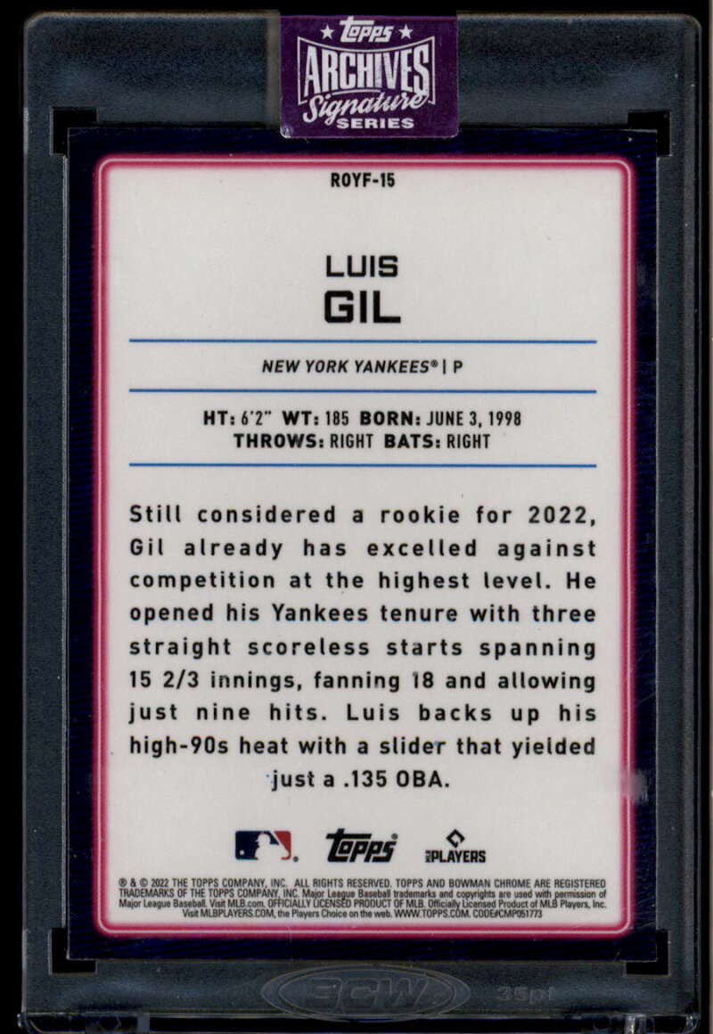 2025 Topps Archives Signature Series Active Luis Gil Auto /59 2022 Bowman Chrome