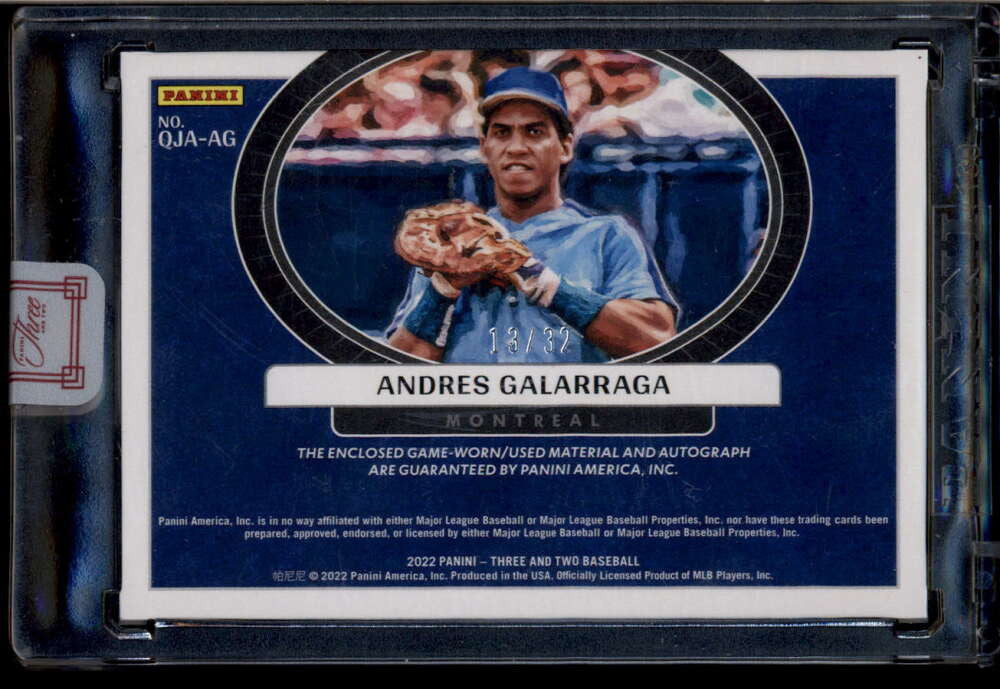 2022 Panini Three and Two Autographs Andres Galarrage Quad Bat Jersey Auto 13/32