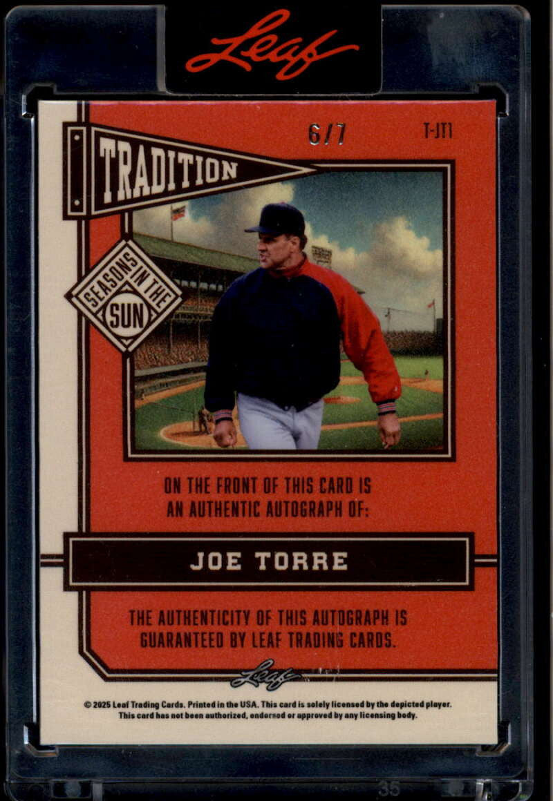2025 Leaf Seasons in the Sun Tradition Pink Crystals tjt1 Joe Torre Auto 6/7