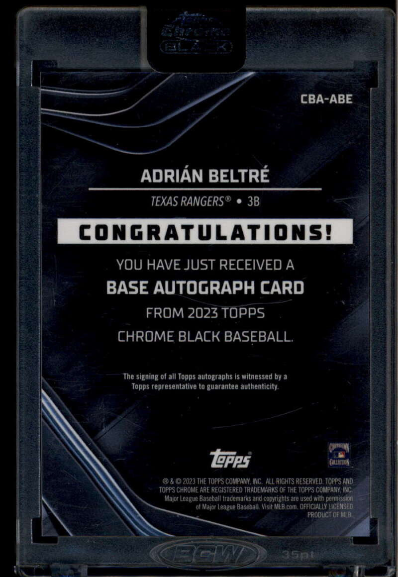 SOLD 174370 2023 Topps Chrome Black Autographs CBAABE Adrian Beltre Auto