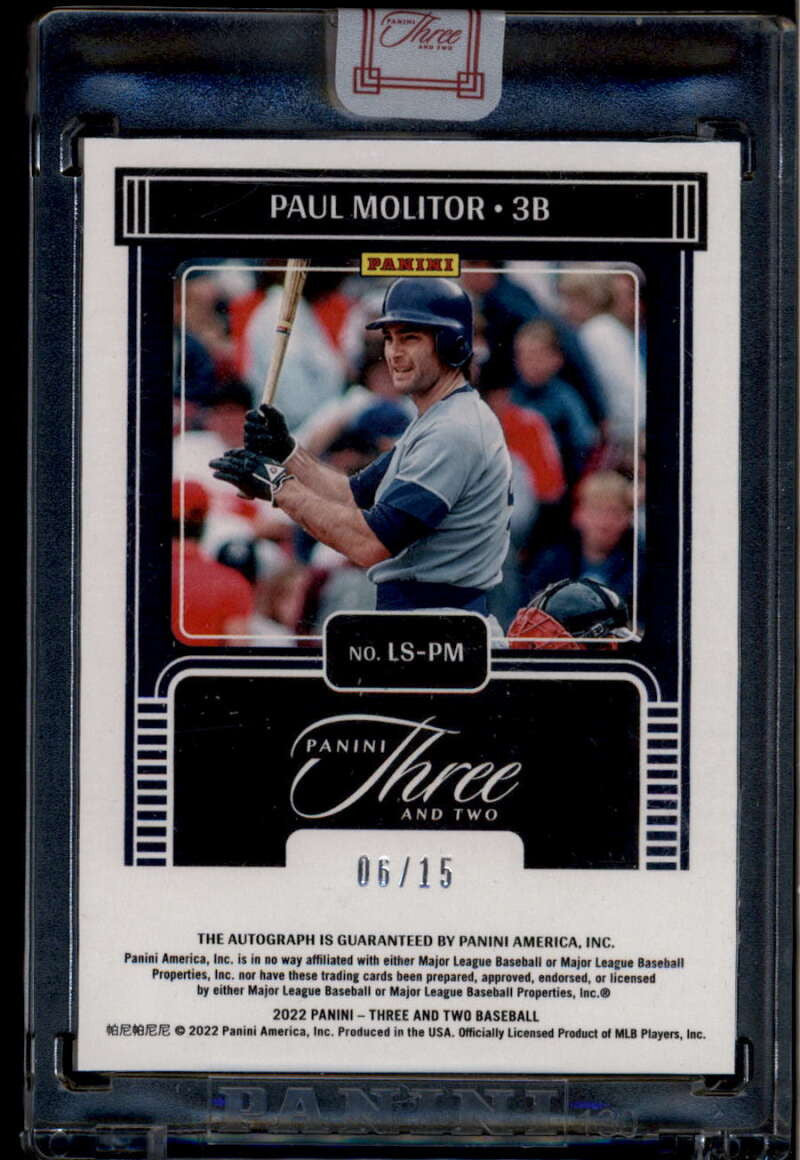 2022 Panini Three and Two Legendary Signatures Silver 12 Paul Molitor Auto 6/15