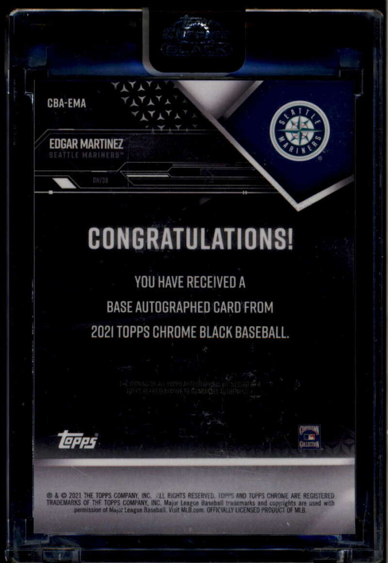 2021 Topps Chrome Black Autographs CBAEMA Edgar Martinez Auto