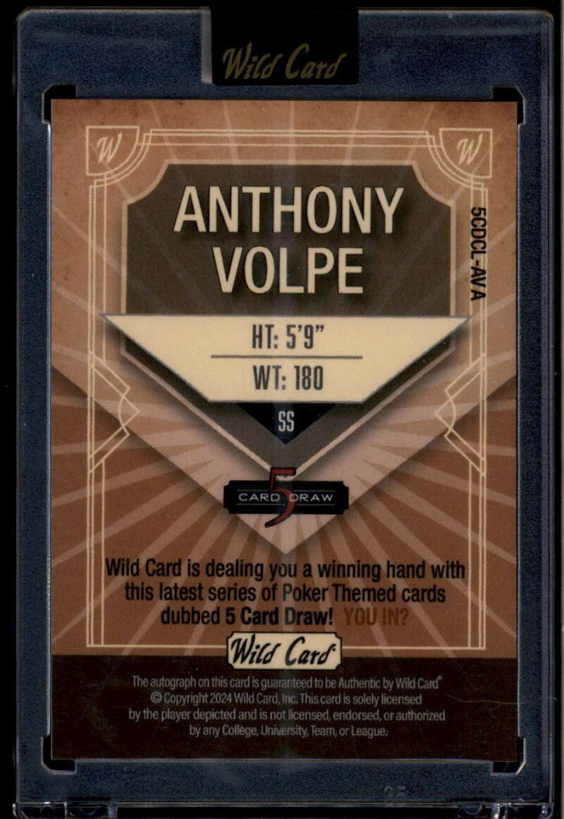 2024 Wild Card Matte 5 Card Draw Purple 5cdclava Anthony Volpe Auto 1/4