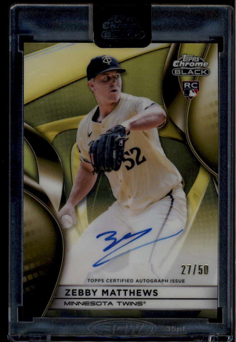 2025 Topps Chrome Black Autographs Gold Refractor Zebby Matthews RC Auto 27/50