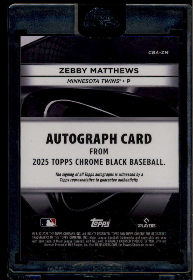 2025 Topps Chrome Black Autographs Gold Refractor Zebby Matthews RC Auto 27/50