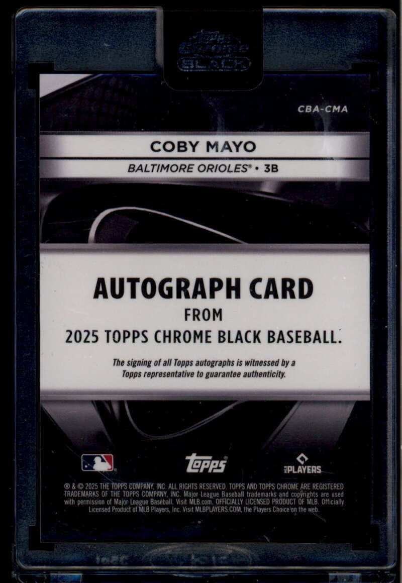 2025 Topps Chrome Black Autographs Green Refractor Coby Mayo RC Auto 18/99