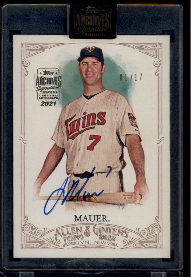 SOLD 174398 2021 Topps Archives Signature Series Retired Joe Mauer Auto 1/17 2012 Ginter
