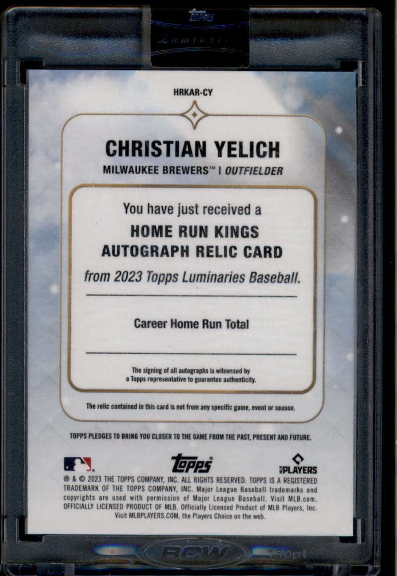 2023 Topps Luminaries Home Run Kings Autograph Christian Yelich Jersey Auto /15