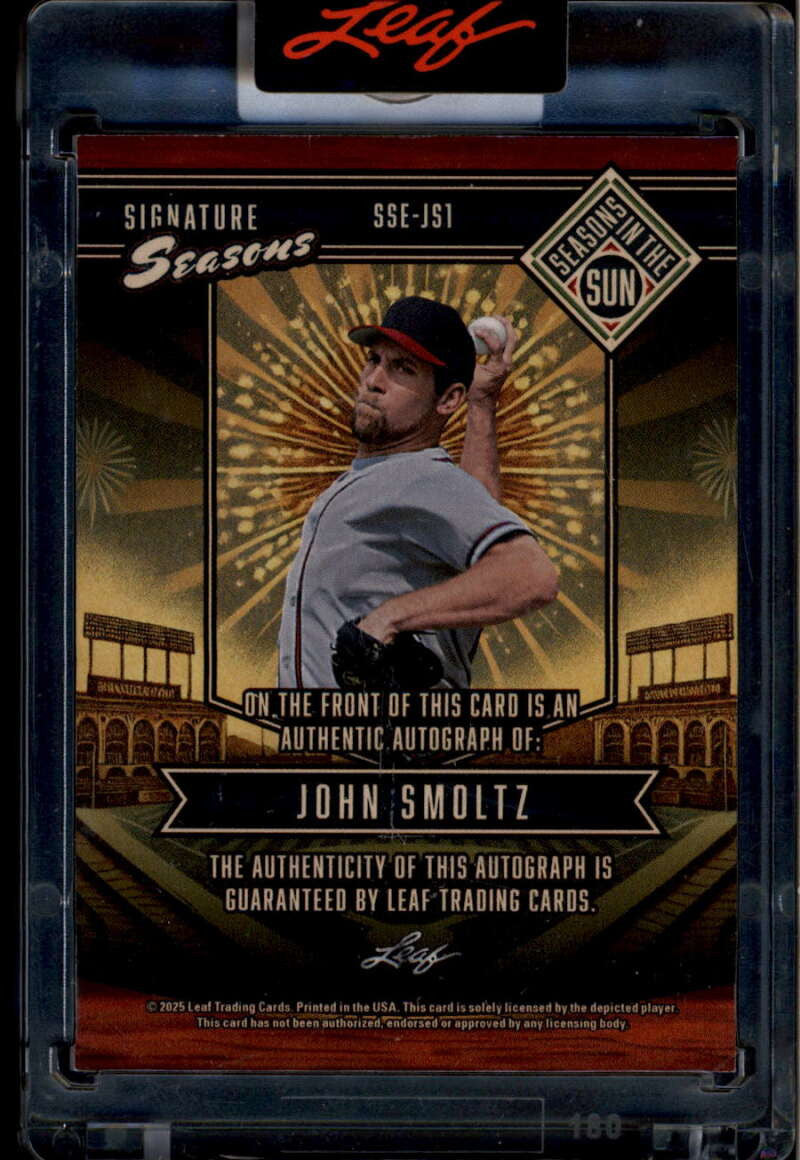 2025 Leaf Seasons in Sun Signature Seasons Holo Gold ssejs1 John Smoltz Auto 1/1