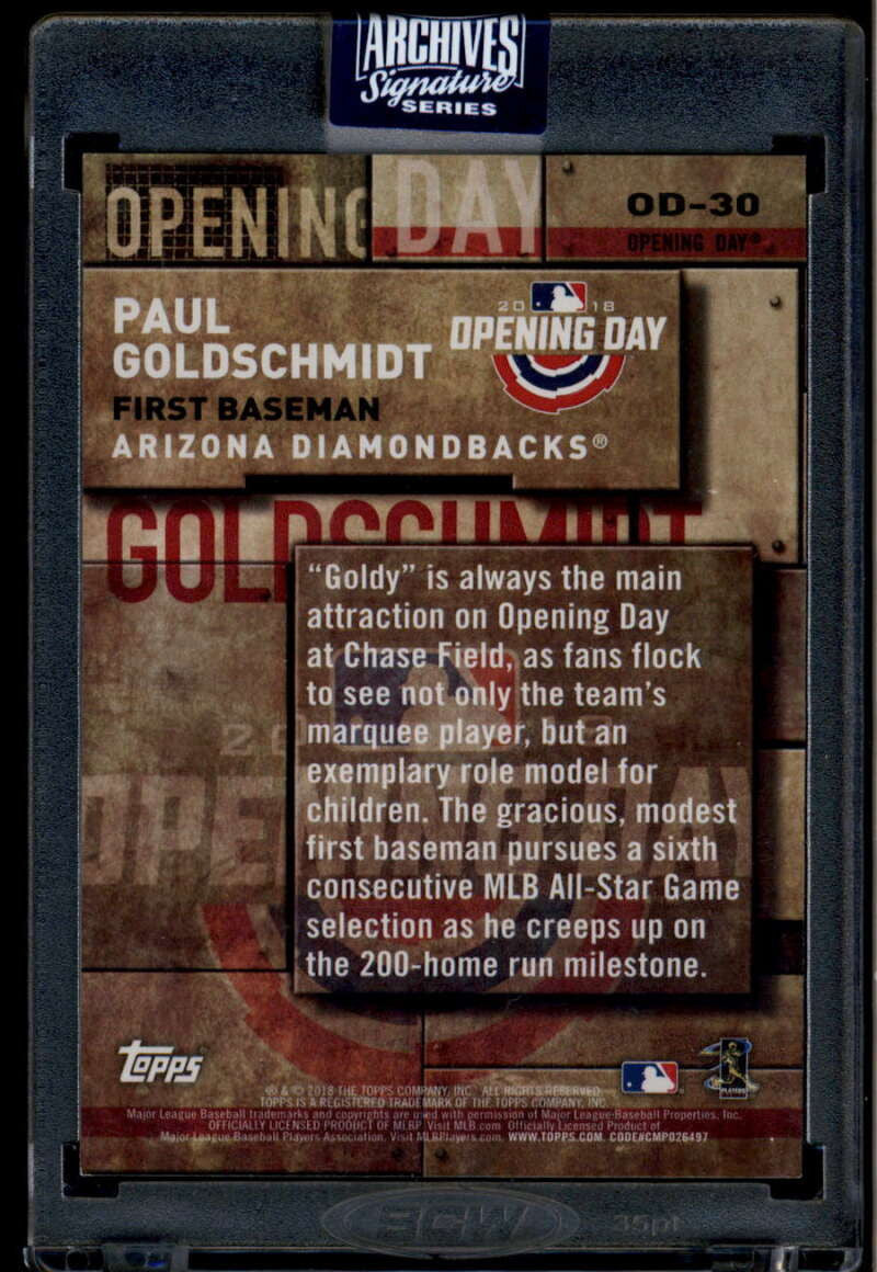 2020 Topps Archives Signature Series Paul Goldschmidt Auto 1/1 2018 Opening Day