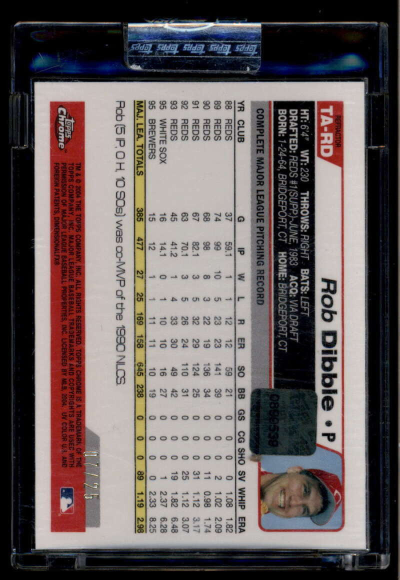 2004 Topps Retired Signature Autographs Refractor RD Rob Dibble Auto 7/25