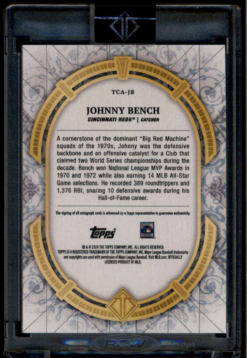 2024 Topps Transcendent Collection Autographs TCAJB Johnny Bench Auto 19/25