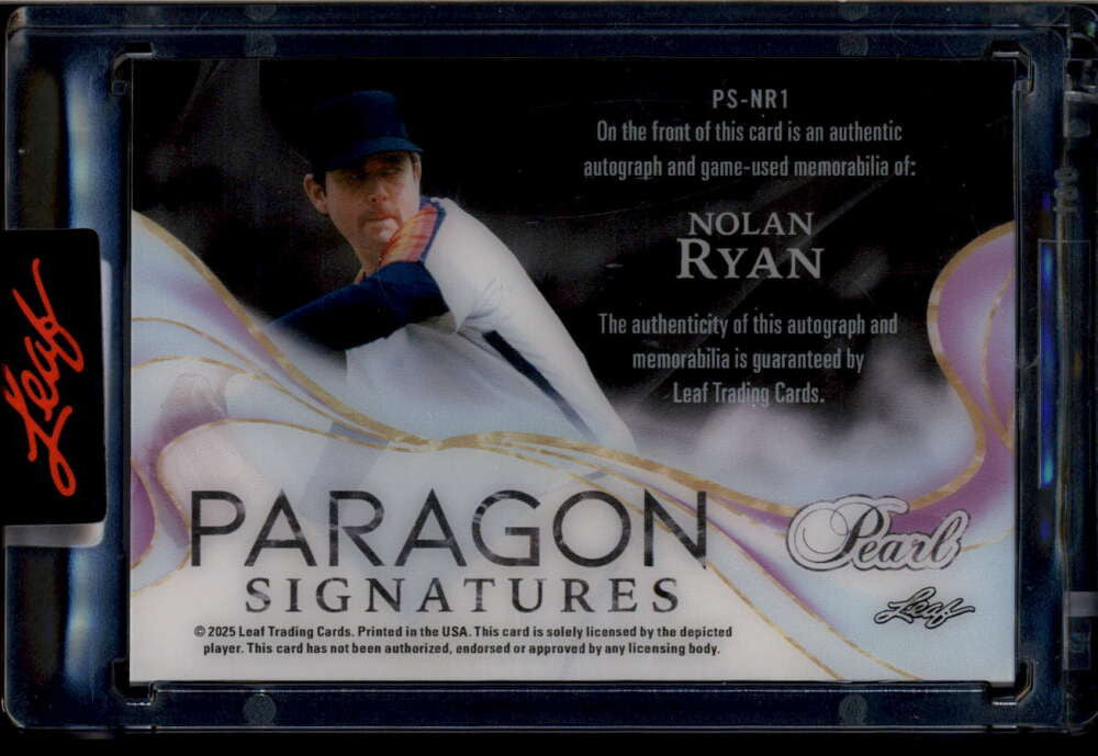 2025 Leaf Pearl Paragon Signatures Red Spectrum psnr1 Nolan Ryan Jersey Auto 3/5