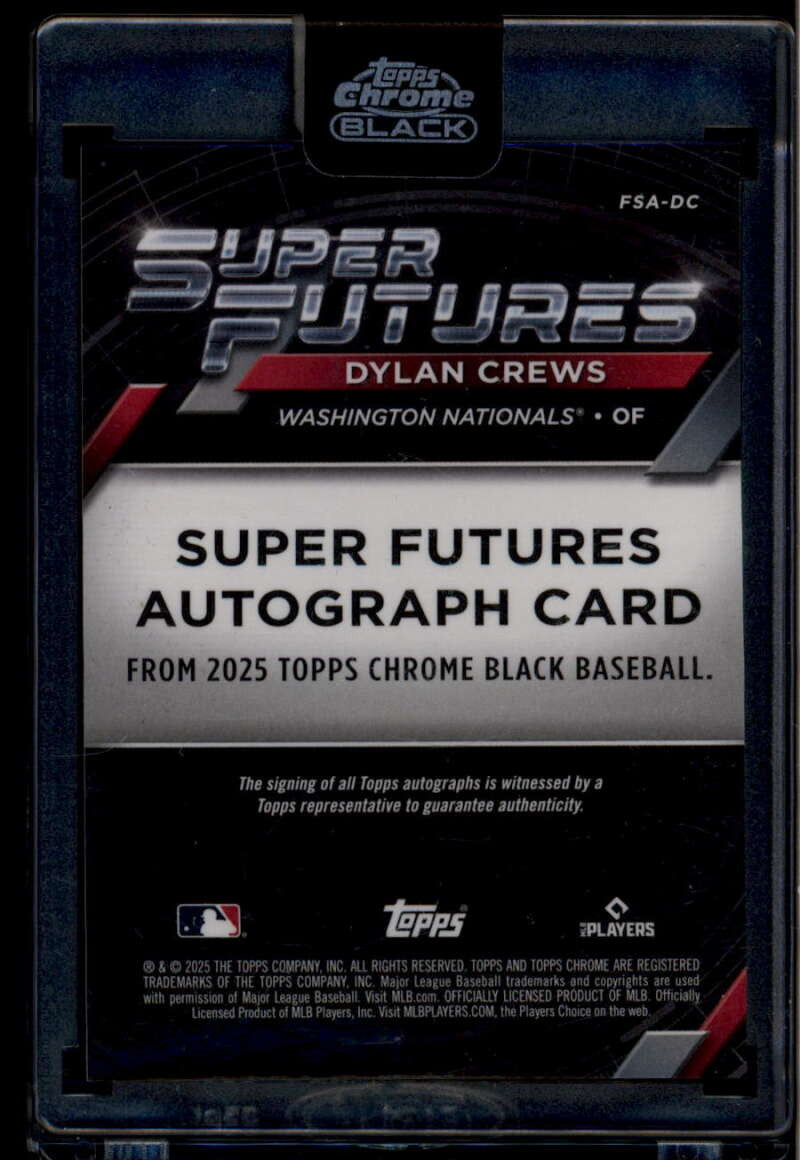 2025 Topps Chrome Black Super Futures Gold Refractor Dylan Crews RC Auto 36/50
