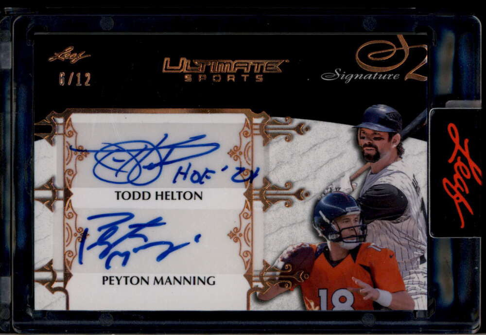 SOLD 174428 2024 Leaf Ultimate Sports Signature Todd Helton Peyton Manning Dual Auto 6/12