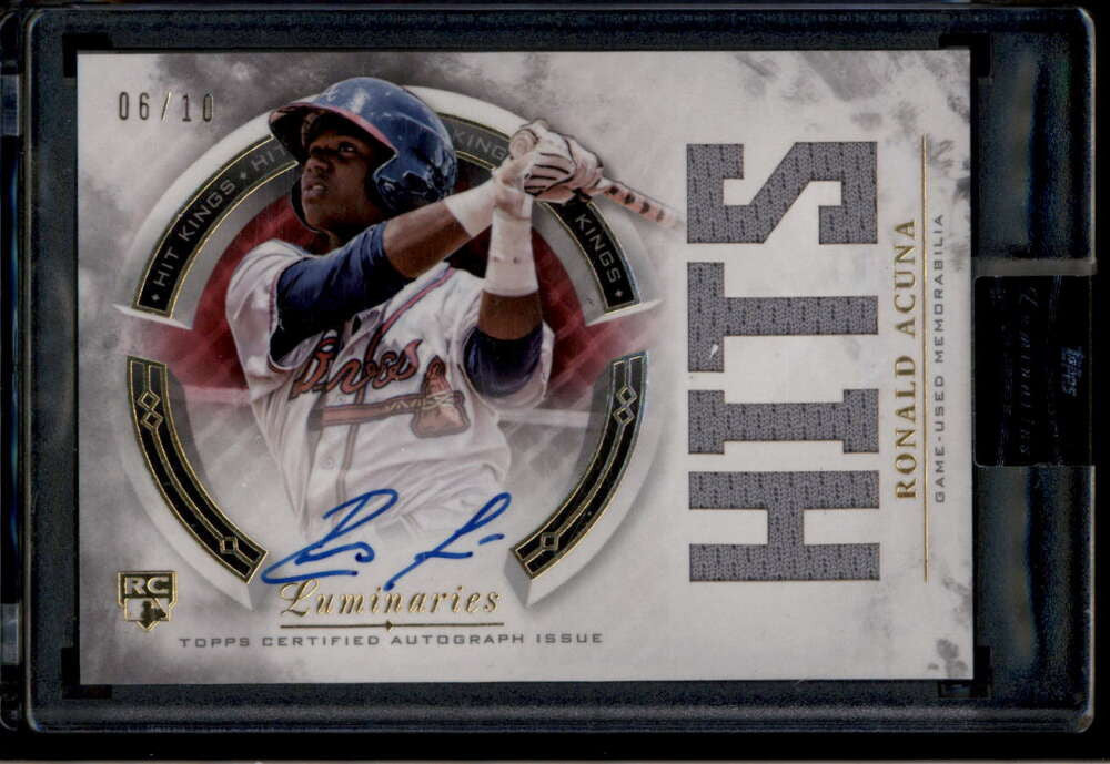 2018 Topps Luminaries Hit Kings Autograph Relics Ronald Acuna RC Jersey Auto /10