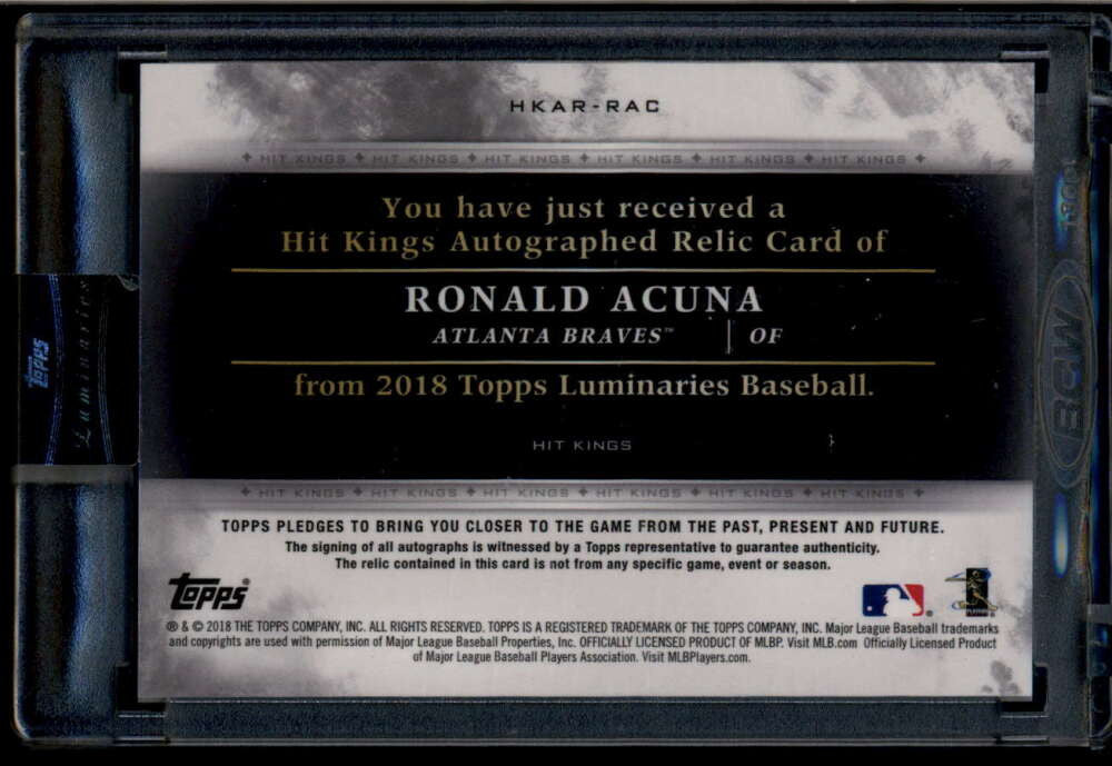 2018 Topps Luminaries Hit Kings Autograph Relics Ronald Acuna RC Jersey Auto /10