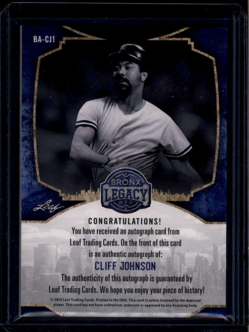2024 Leaf A Bronx Legacy Autographs Spectrum Bronze bacj1 Cliff Johnson Auto /75
