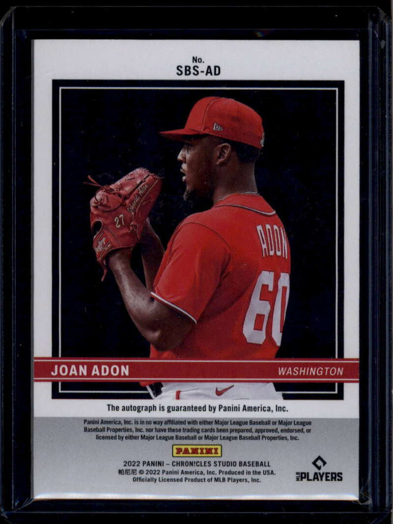 2022 Panini Chronicles Studio Black Signatures Holo Gold Joan Adon RC Auto 2/3