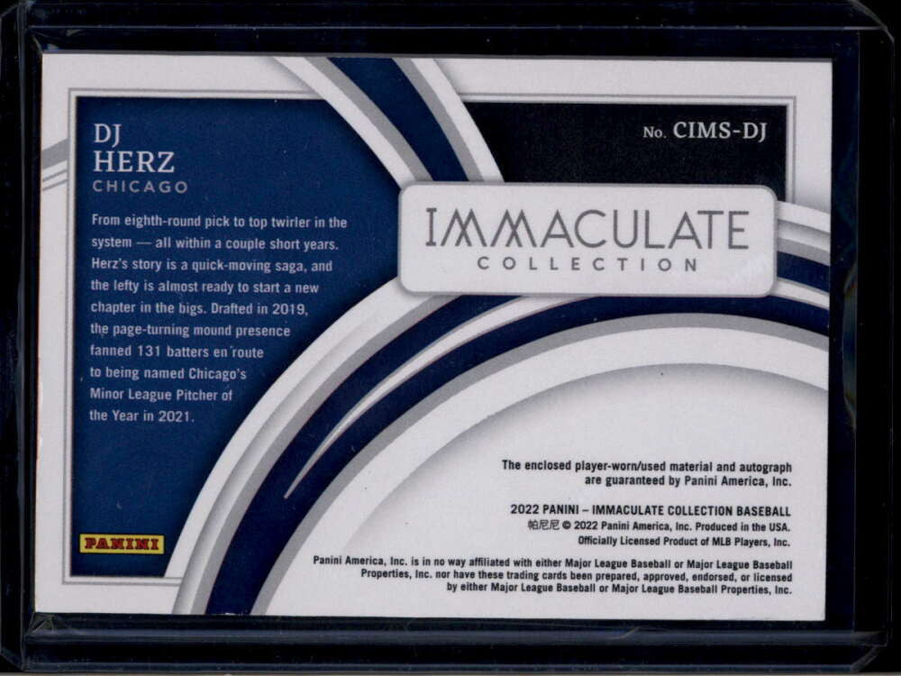 2022 Immaculate Collection Clearly Material Signatures DJ Herz RC Patch Auto /49