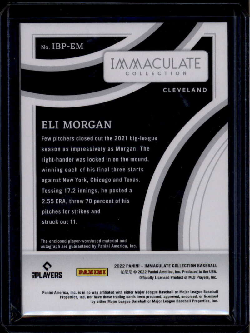 2022 Immaculate Collection Black Hat Eyelets 49 Eli Morgan Rookie Patch Auto 3/6