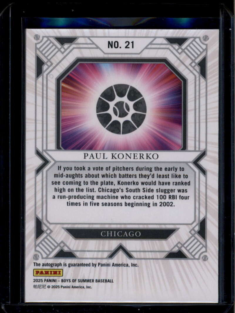 DELETE 174465 2025 Panini Boys of Summer Fan Favorites Signatures 21 Paul Konerko Auto 28/49