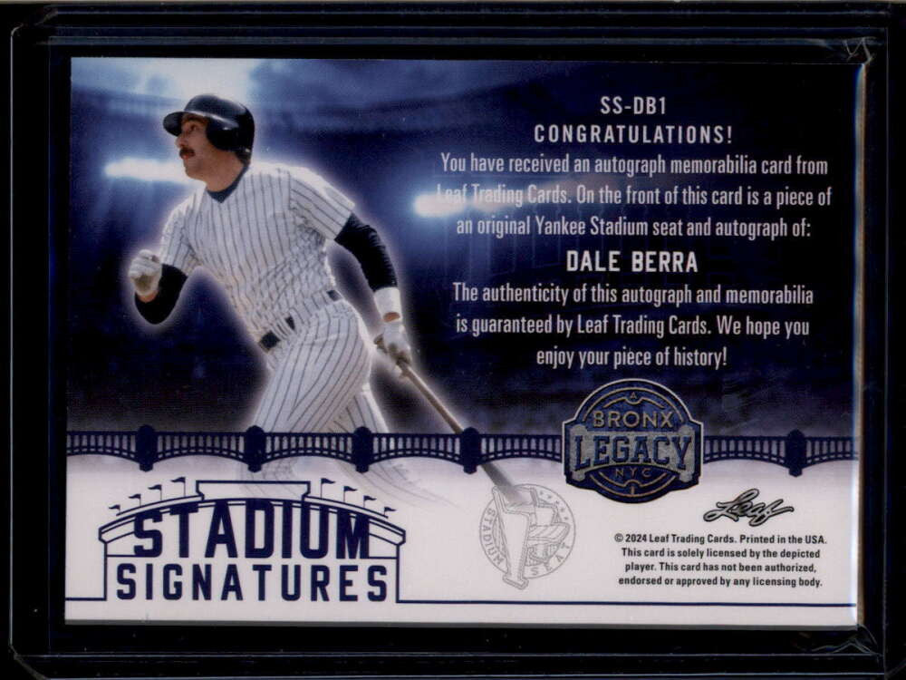 2024 Leaf Bronx Legacy Signatures ssdb1 Dale Berra Yankee Stadium Seat Auto 5/35