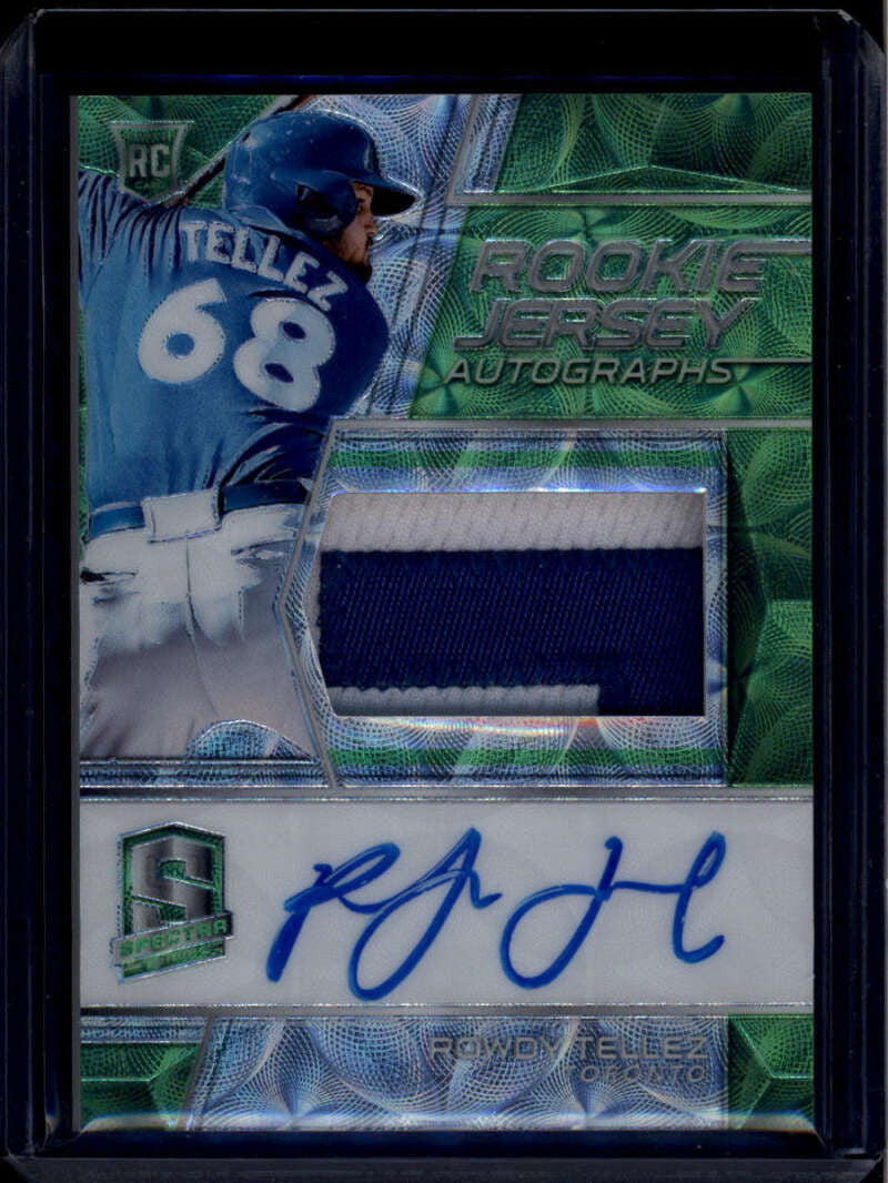 SOLD 174472 2019 Panini Spectra Neon Green 145 Rowdy Tellez Rookie Patch Auto 24/25