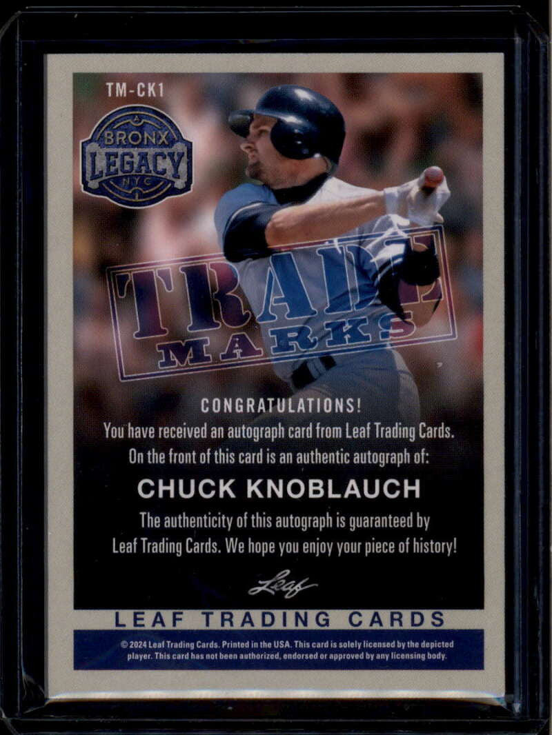 2024 Leaf A Bronx Legacy Trade Marks Purple Holofoil Chuck Knoblauch Auto 6/12