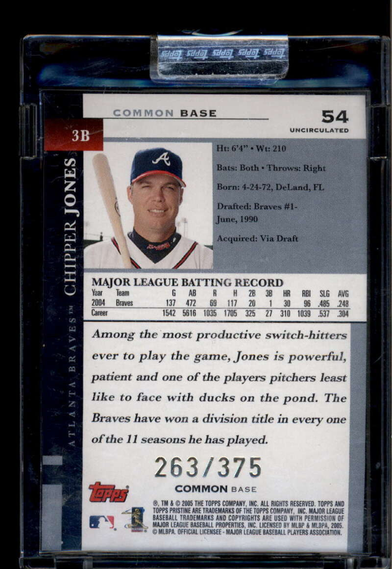 SOLD 174498 2005 Topps Pristine Uncirculated Bronze 54 Chipper Jones 263/375 Common