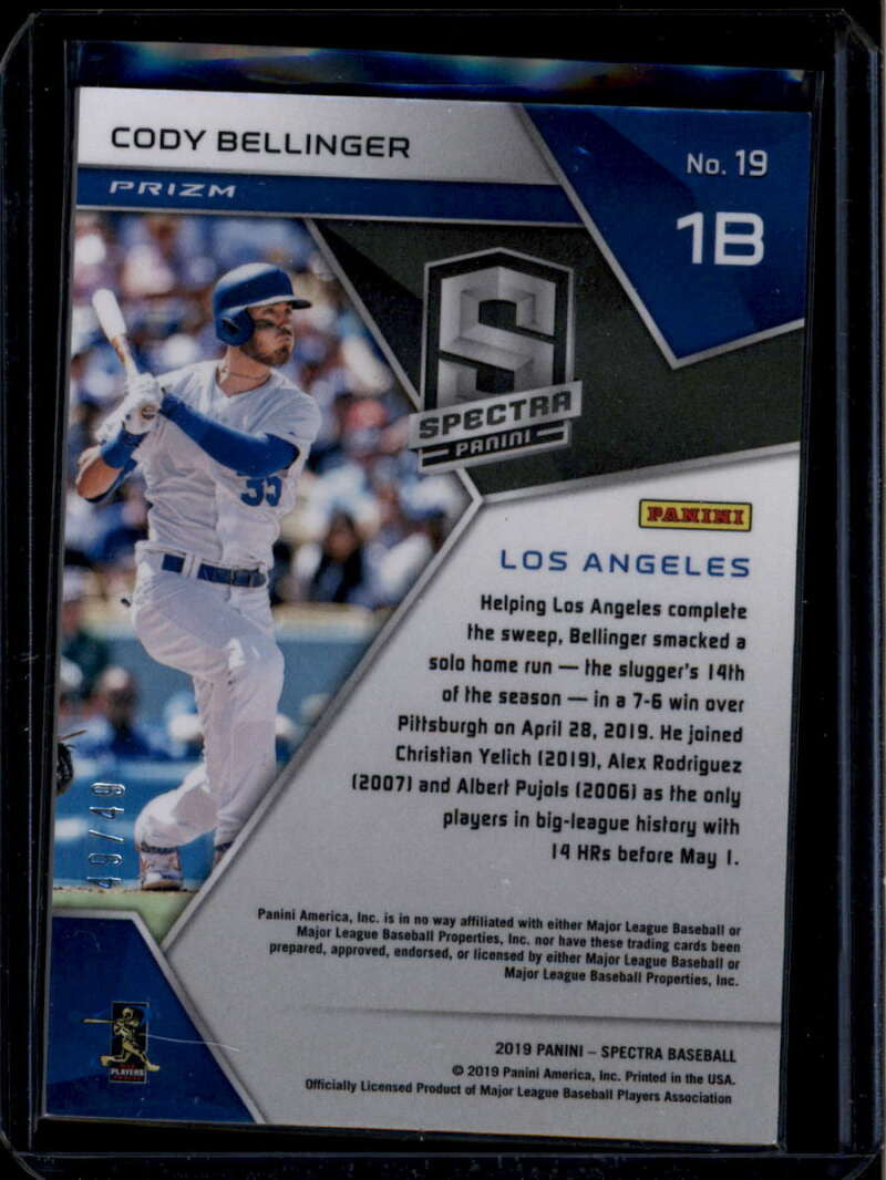 2019 Panini Spectra Neon Green 19 Cody Bellinger 49/49