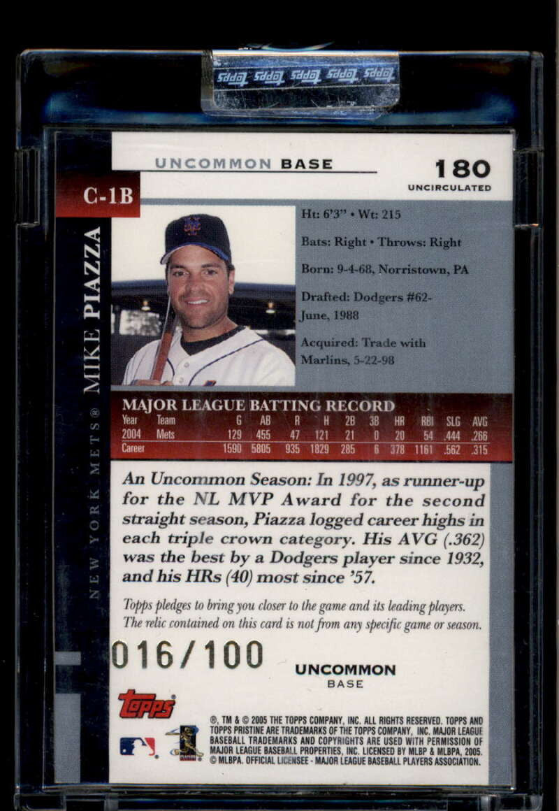 SOLD 174525 2005 Topps Pristine Uncirculated Bronze 180 Mike Piazza Jersey 16/100 Uncommon