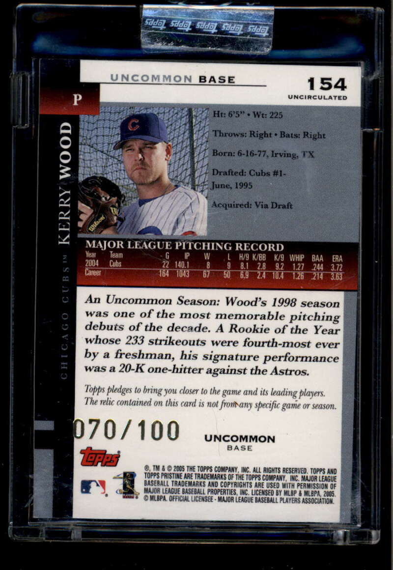 SOLD 174527 2005 Topps Pristine Uncirculated Bronze 154 Kerry Wood Jersey 70/100 Uncommon