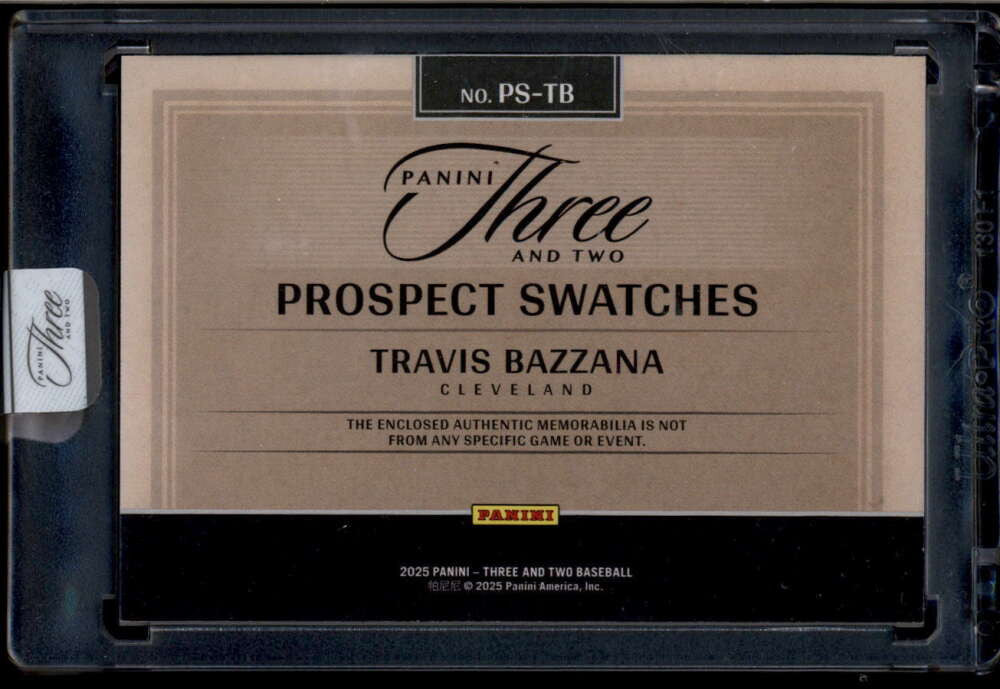 2025 Panini Three and Two Prospect Swatches Travis Bazzana RC Jumbo Jersey 10/32