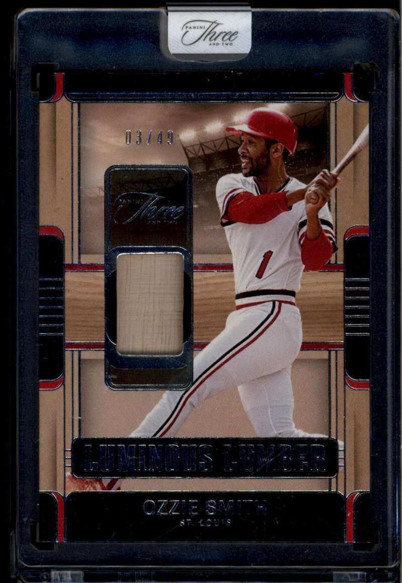 2025 Panini Three and Two Luminous Lumber 10 Ozzie Smith Bat 3/49