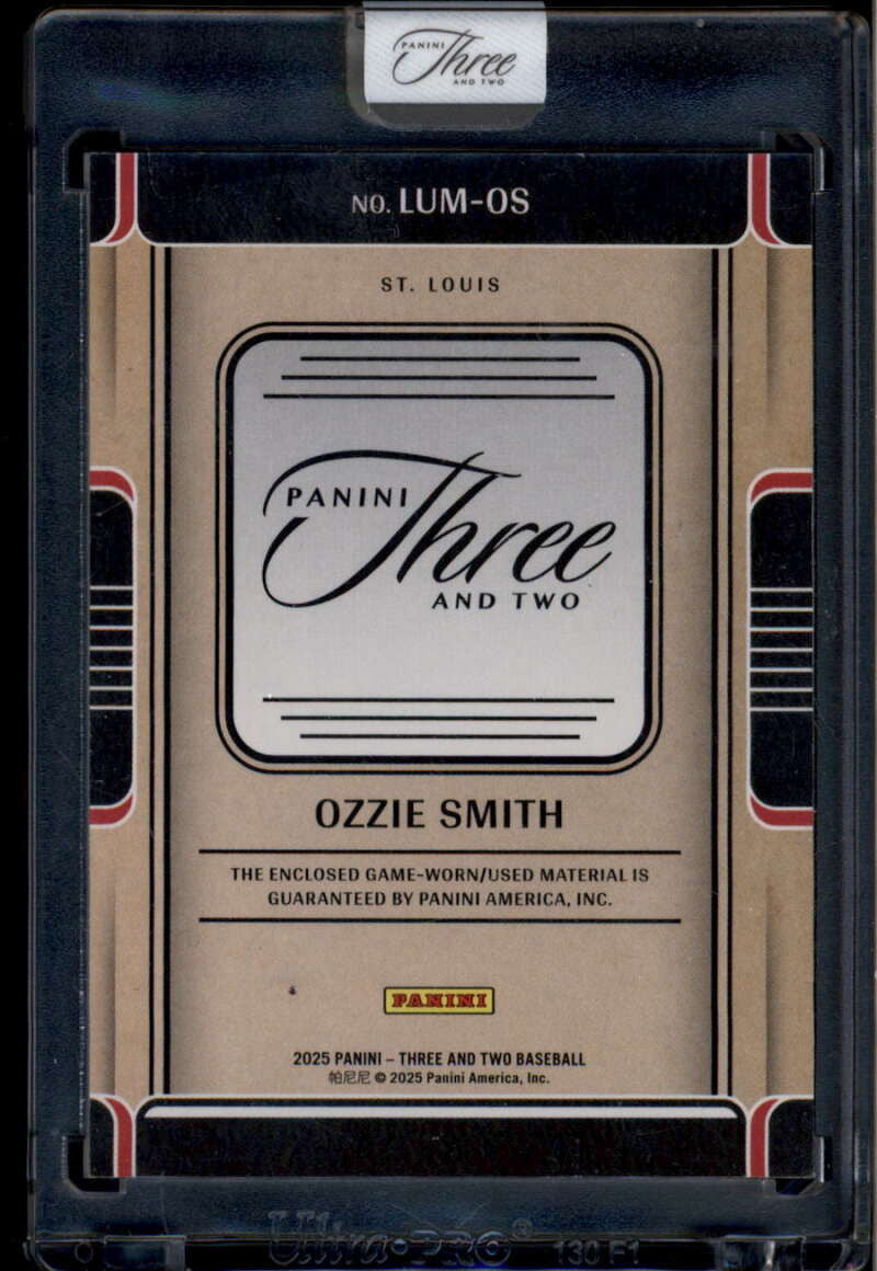 2025 Panini Three and Two Luminous Lumber 10 Ozzie Smith Bat 3/49