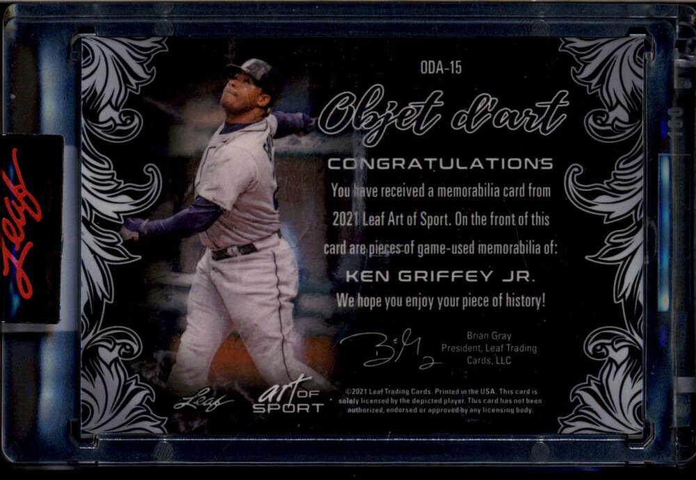 DELETE 174549 2021 Leaf Art of Sport Objet d'art Relic Bronze Ken Griffey Jr Dual Jersey 16/35