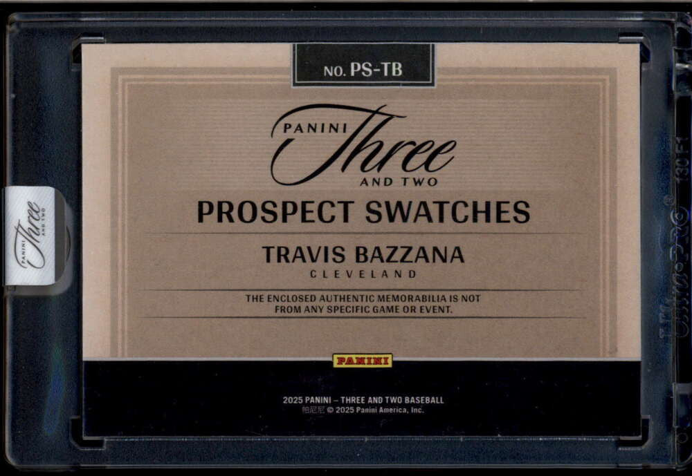 DELETE 174551 2025 Panini Three and Two Prospect Swatches Blue Travis Bazzana RC Patch 14/15