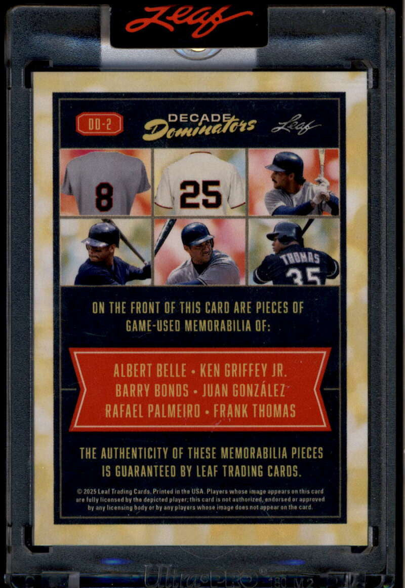 2025 Leaf Seasons in Sun Decade Dominators Griffey Bonds Thomas Bat Jersey 14/25