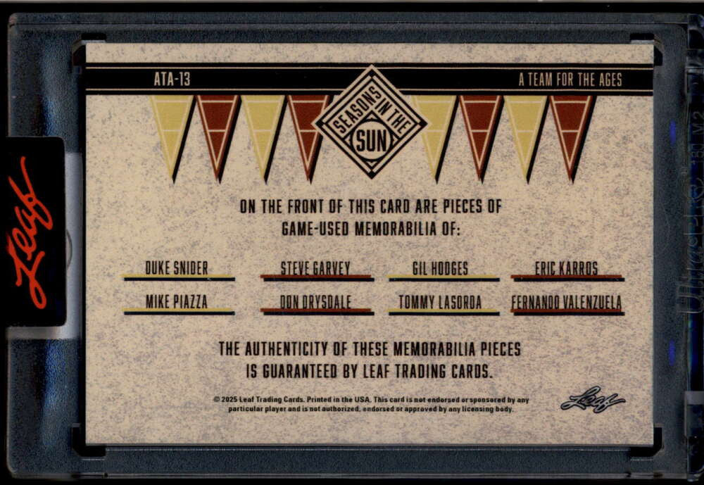 2025 Seasons in Sun Team for Ages Dodgers Piazza Snider Drysdale Bat Jersey 7/8