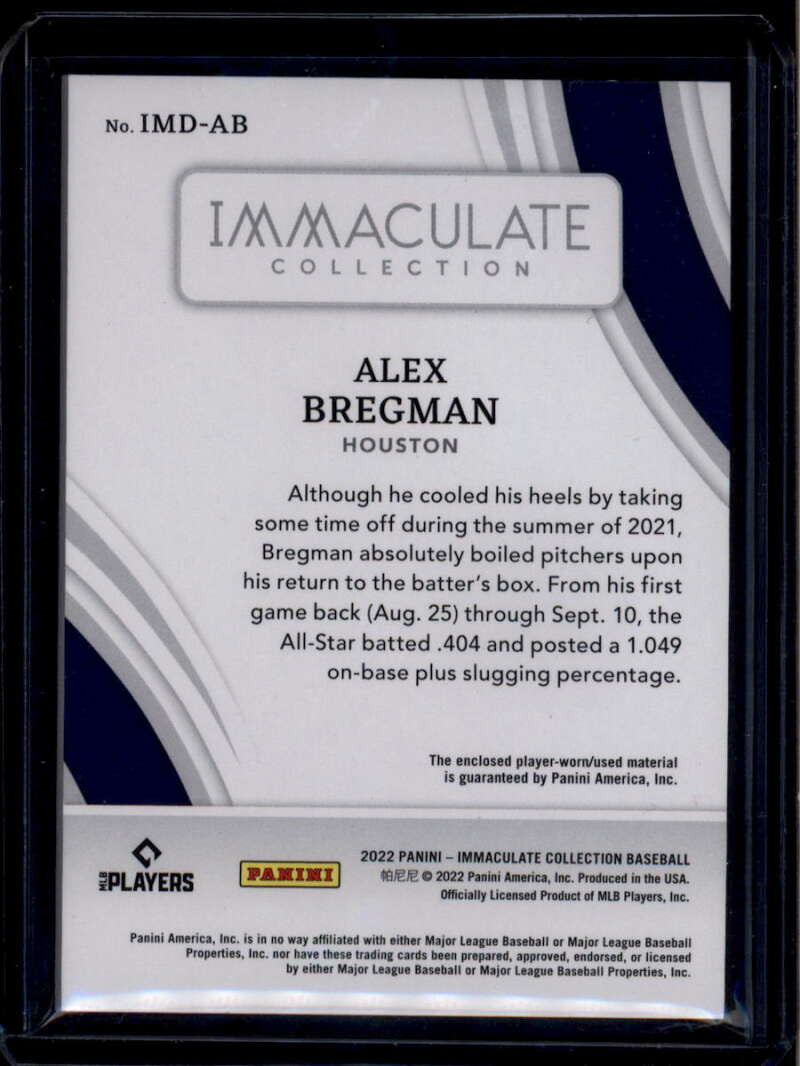 2022 Immaculate Collection Materials Socks 1 Alex Bregman Dual Sock Jersey 10/21
