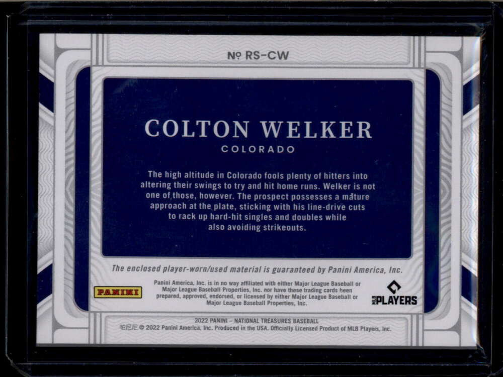 2022 Panini National Treasures Rookie Silhouettes Colton Welker RC Patch 18/25